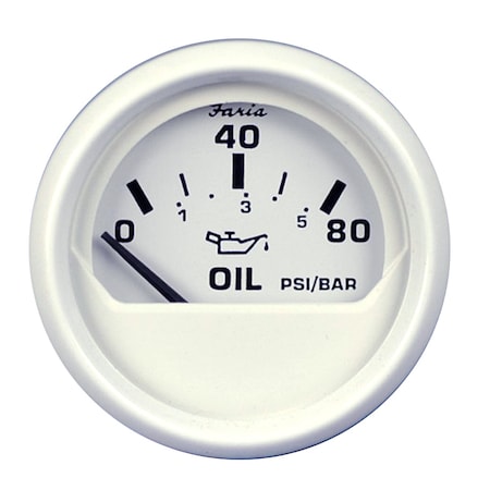 Faria Beede Instruments Dress White 2" Oil Pressure Gauge - 80 PSI 13102